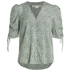 Veronica Beard Ennie Floral Ruched-Sleeve Top